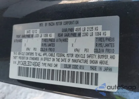 2013 Mazda Mazda5 Sport из США, поврежденный, VIN JM1CW2BL3D0148048